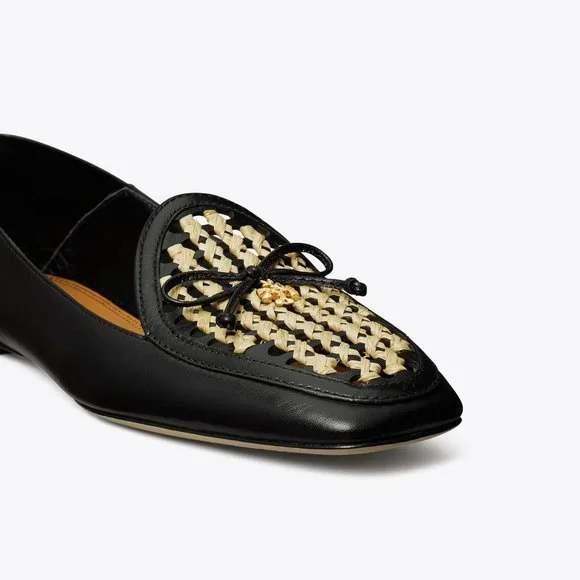 TORY BURCH * NIB $348 * CONVERTIBLE TORY CHARM WOVEN LOAFER Black Oatmeal 11 - Picture 13 of 16